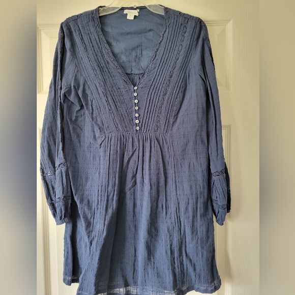 Sundance Dresses Sundance Womens Navy Blue Boho Partial Buttondown